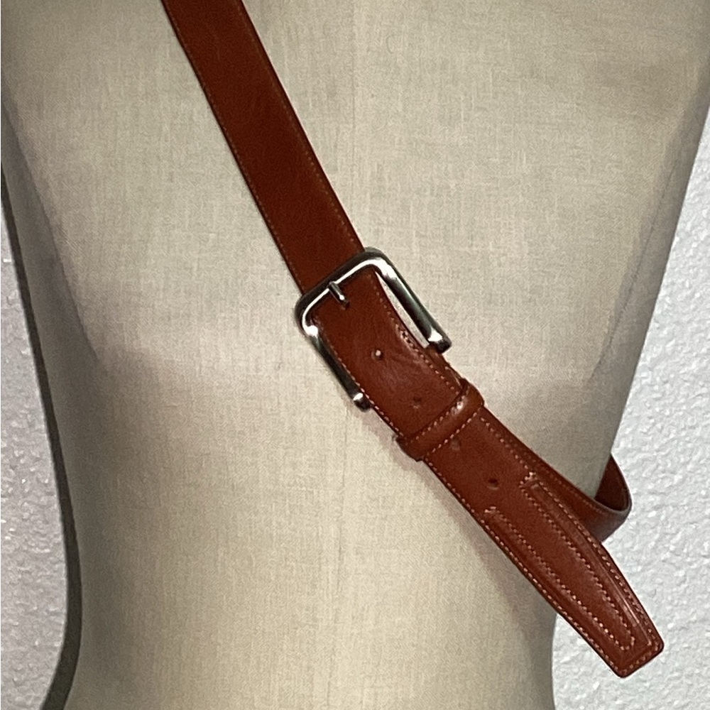 Officin  Artigiana Brown Leather Silver Buckle belt size 38